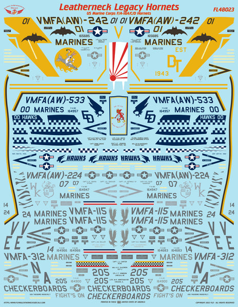 Leatherneck Legacy Hornets Large Aircraft Decal Sheet