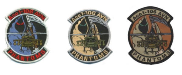 Official US Army A Co 1-106 AVN Phantoms Patches