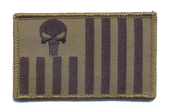 US Customs Ensign with Punisher Skull - OD Green / with Hook and Loop / 2x3.5