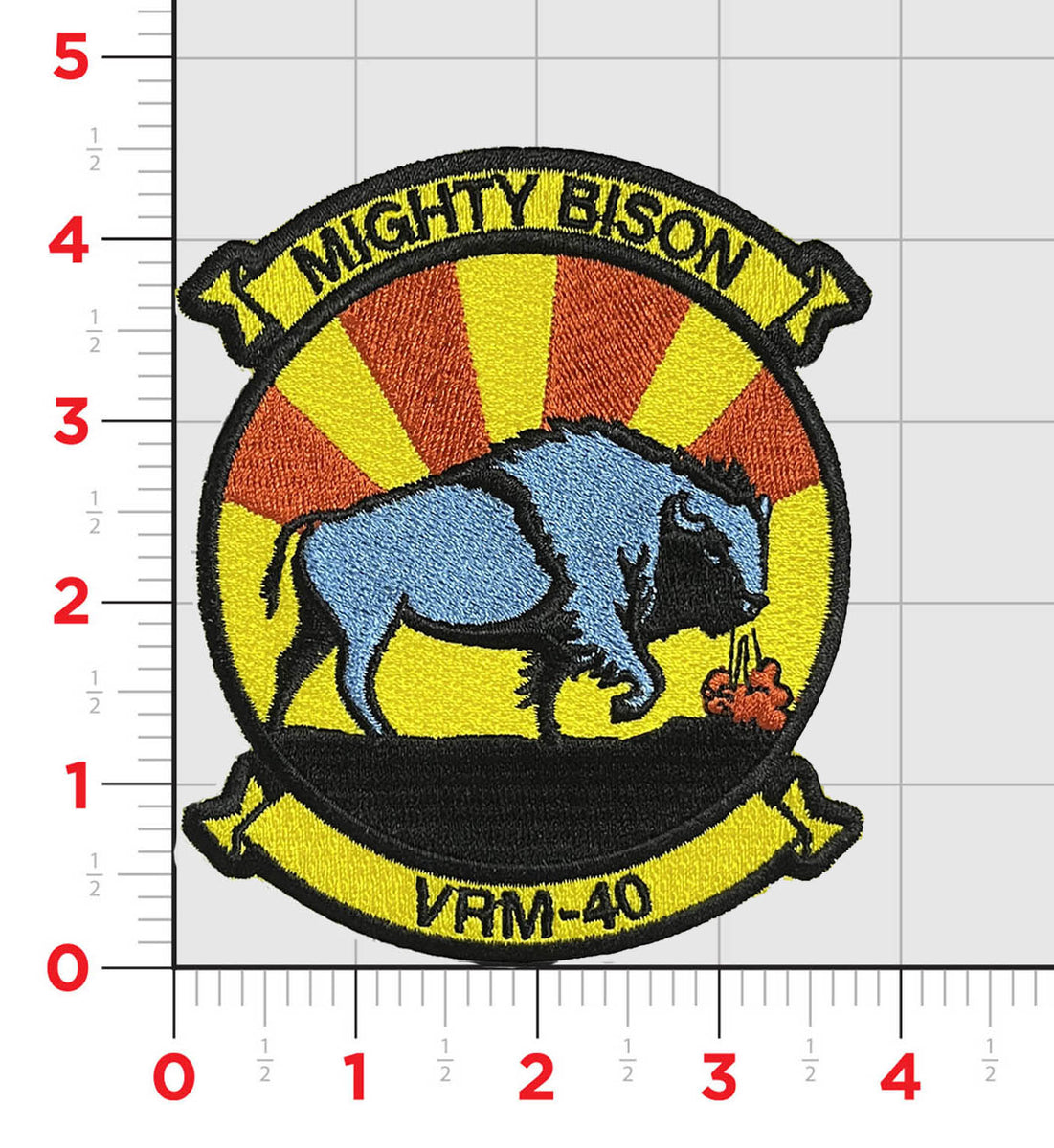 Officially Licensed VRM-40 Mighty Bison Squadron Patches - with Hook & Loop