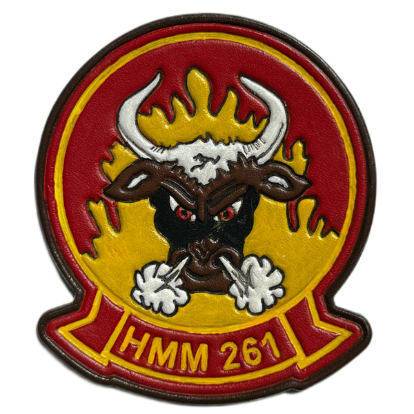 Officially Licensed USMC HMM-261 Raging Bulls Leather Patches