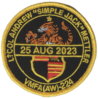 Official VMFA(AW)-224 Bengals LtCol Mettler Memorial Patch & Sticker