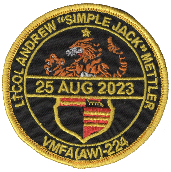 Official VMFA(AW)-224 Bengals LtCol Mettler Memorial Patch & Sticker