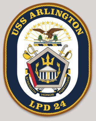 Officially Licensed US Navy USS Arlington LPD-24 Strength Honor Fortitude Sticker