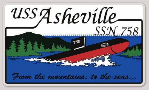 Officially Licensed US Navy USS Asheville SSN-758 From the Mountains to the Seas Sticker