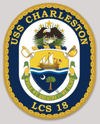 Officially Licensed US Navy USS Charleston LCS-18 While We Breathe We Fight Sticker