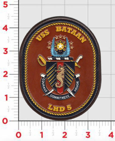 Officially Licensed US Navy LHD-5 USS Bataan Leather Patch