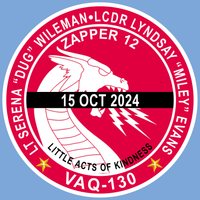 Official VAQ-130 Zapper 12 Memorial patch and sticker