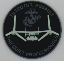 Officially Licensed USMC Tiltrotor Assault Quiet Professionals PVC Glow Patches
