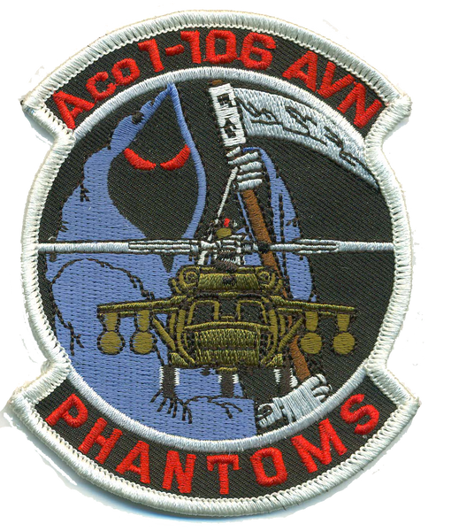 Official US Army A Co 1-106 AVN Phantoms Patches