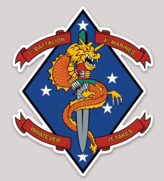 Officially Licensed USMC 1st Bn 4th Marines Sticker