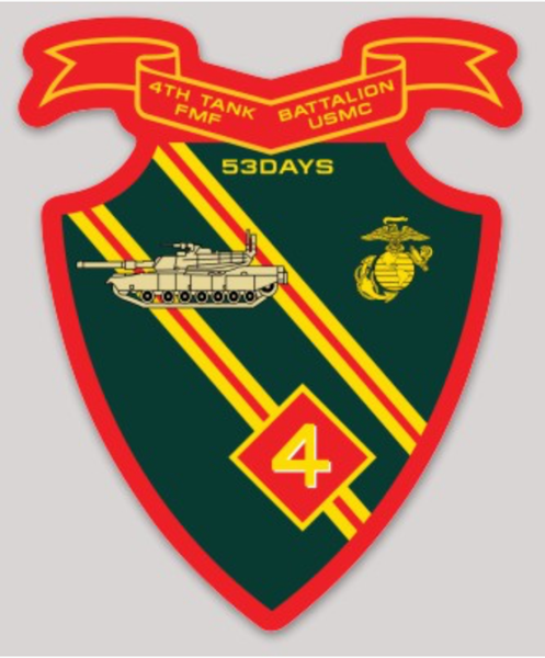 Officially Licensed USMC 4th Tank Bn Sticker