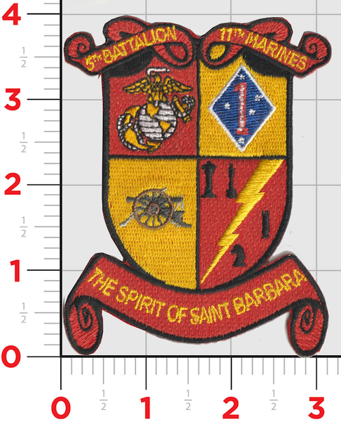 Officially Licensed USMC 5th Bn 11th Marines Spirit of St Barbara Patch