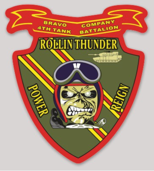 Officially Licensed USMC Bravo Co. 4th Tank Rollin' Thunder Sticker