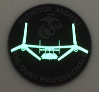 Officially Licensed USMC Tiltrotor Assault Quiet Professionals PVC Glow Patches