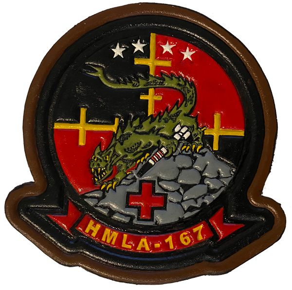 Officially Licensed USMC HMLA-167 Warriors Leather Patches
