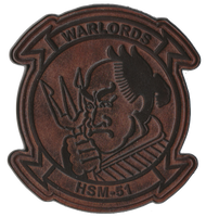 Officially Licensed US Navy HSM-51 Warlords Leather Patches