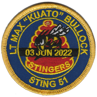 Official VFA-113 Stingers Lt Max Bullock Memorial Patch & Sticker