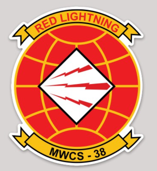 Officially Licensed USMC Marine Wing Communications Squadron MWCS-38 Red Lightning Sticker