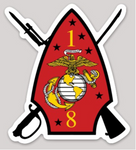 Officially Licensed USMC 1st Battalion 8th Marine Regiment Sticker