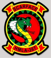 Officially Licensed USMC HMLA-367 Scarface Hover Cover Full color Squadron Sticker