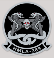 Officially Licensed USMC HMLA-369 Gunfighters Black/Gray Squadron Sticker