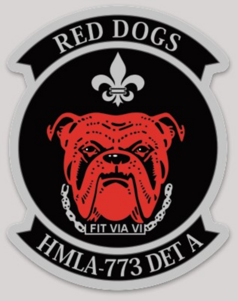 Officially Licensed USMC HMLA-773 Det A Red Dogs Squadron Sticker