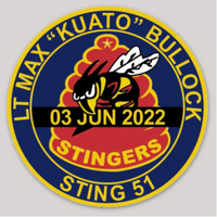 Official VFA-113 Stingers Lt Max Bullock Memorial Patch & Sticker