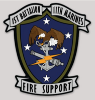 Officially Licensed 1st Battalion 11th Marines 1/11 Fire Support Sticker