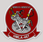 Officially Licensed USMC HMLA-467 Sabers Full Color Squadron Sticker