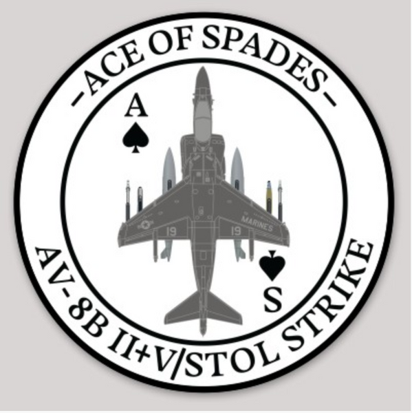 Officially Licensed USMC VMA-231 Ace of Spades AV-8B Harrier Sticker