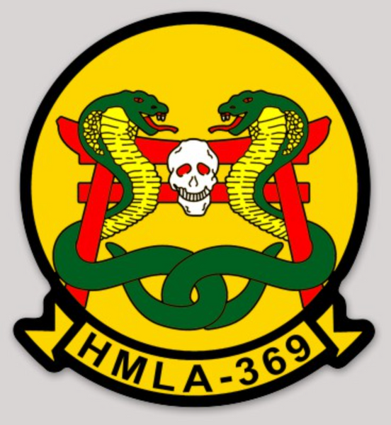 Officially Licensed USMC HMLA-369 Gunfighters Full Color Squadron Sticker