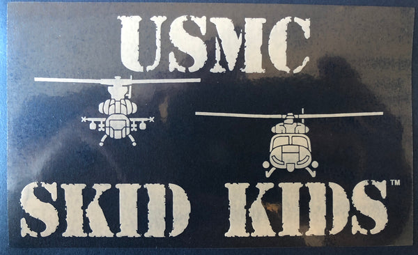 USMC Skid Kids White & Clear Window Sticker
