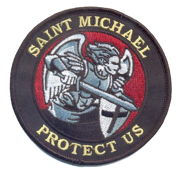 St. Michael Patch for Firefighters, Red Background- With Hook and Loop patch