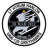 Official VAW-120 Hyrum Hanlon GRYHK 77 Memorial Patch and Sticker