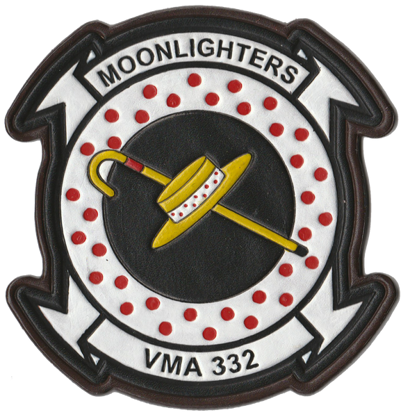 Officially Licensed USMC VMA-332 Moonlighters Hand Painted Leather Patch