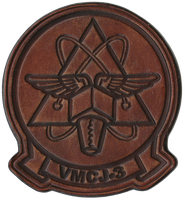 Officially Licensed USMC VMCJ-3 Sharkfins Hand Painted Leather Patch