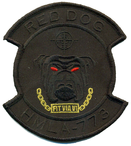 Officially Licensed USMC HMLA-773 Red Dog Blackout Patch