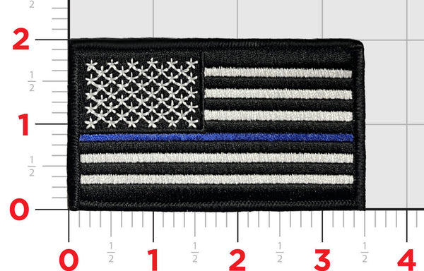 Blue Line with American Flag Police Patch