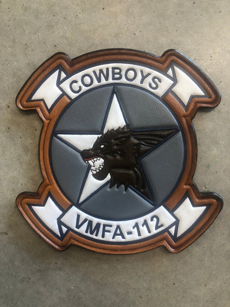 Officially Licensed USMC VMFA-112 Cowboys Leather Patch