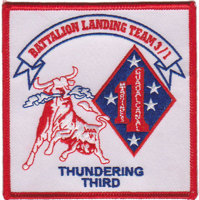 Officially Licensed USMC 3rd Bn 1st Marines- Thundering Third Patch