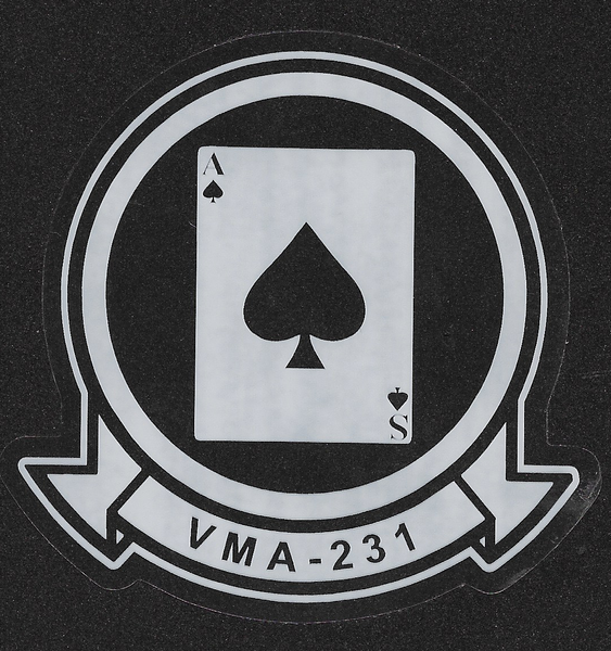 Officially Licensed USMC VMA-231 Ace of Spades Window Sticker